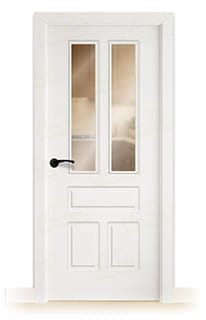 Puerta Maciza Aranjuez V2 Lacada Blanca con Manillas Negras 