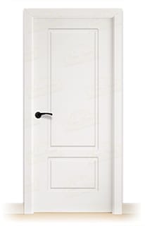 Puerta Maciza P-12 Lacada Blanca con Manillas Negras 