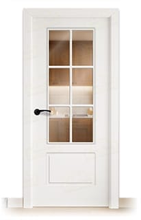 Puerta Maciza P-12 V6 Lacada Blanca con Manillas Negras 