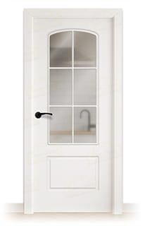 Puerta Maciza P72 V6 Lacada Blanca con Manillas Negras 