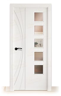 Puerta Maciza PL-Madrid BV5L Lacada Blanca con Manillas Negras 