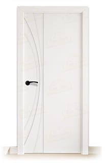 Puerta Maciza PL-Madrid Lacada Blanca con Manillas Negras 