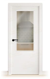 Puerta Maciza PL1 ZV1 Lacada Blanca con Manillas Negras 
