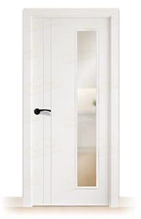 Puerta Maciza PV2 V1L Lacada Blanca con Manillas Negras 
