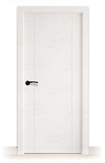 Puerta Maciza PVP1 Lacada Blanca con Manillas Negras 