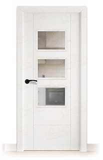 Puerta Maciza PVP5 BV3Z Lacada Blanca con Manillas Negras 