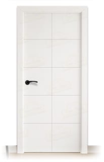 Puerta Maciza PVT10 Lacada Blanca con Manillas Negras 