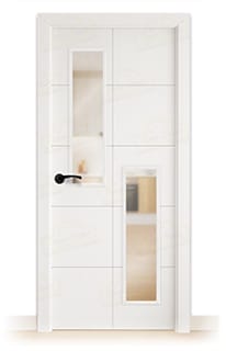 Puerta Maciza PVT10 V2 Lacada Blanca con Manillas Negras 