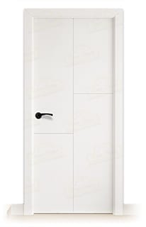 Puerta Maciza PVT4 Lacada Blanca con Manillas Negras 