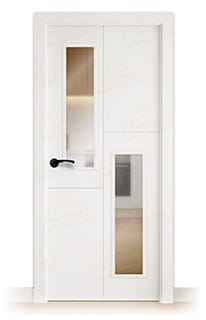 Puerta Maciza PVT4 V2 Lacada Blanca con Manillas Negras 