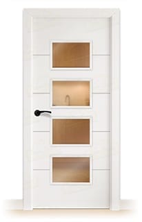 Puerta Maciza PVT5 BV4 Lacada Blanca con Manillas Negras PROMO: CRISTALES MATE GRATIS
