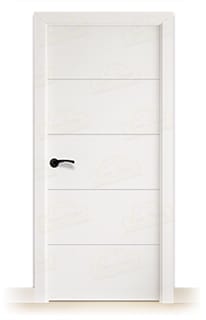 Puerta Maciza PVT5 Lacada Blanca con Manillas Negras 
