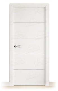 Puerta Maciza PVT5 de Interior Lacada Blanca 4 Rayas