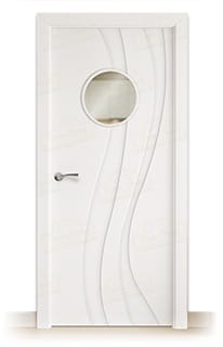 Puerta Maciza Ramblas Ojo de Buey de Interior Lacada Blanca 