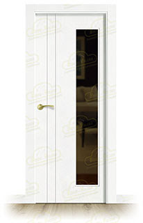 Puerta Premium PV2-V1L Lacada Blanca con Manillas Doradas de Interior en Block (Maciza)
