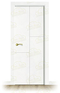 Puerta Premium PVT4 Lacada Blanca con Manillas Doradas de Interior en Block (Maciza)