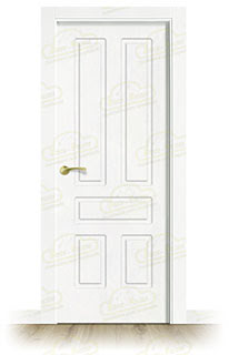 Puerta Premium Aranjuez Lacada Blanca con Manillas Doradas de Interior en Block (Maciza)