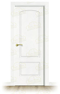 Puerta Premium P72 Lacada Blanca con Manillas Doradas de Interior en Block (Maciza)