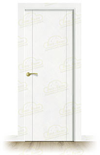 Puerta Premium PVP1 Lacada Blanca con Manillas Doradas de Interior en Block (Maciza)