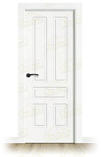 Puerta Premium Aranjuez Lacada Blanca con Manillas Negras de Interior en Block (Maciza)