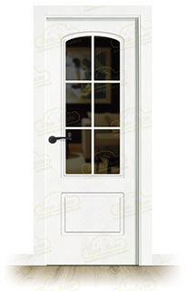 Puerta Premium P72-V6 Lacada Blanca con Manillas Negras de Interior en Block (Maciza)