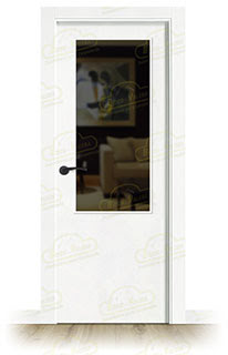Puerta Premium PL1-ZV1 Lacada Blanca con Manillas Negras de Interior en Block (Maciza)