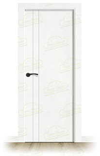 Puerta Premium PV2 Lacada Blanca con Manillas Negras de Interior en Block (Maciza)