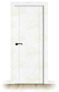 Puerta Premium PVP1 Lacada Blanca con Manillas Negras de Interior en Block (Maciza)
