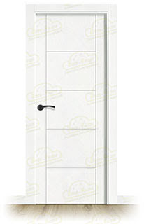 Puerta Premium PVP5 Lacada Blanca con Manillas Negras de Interior en Block (Maciza)