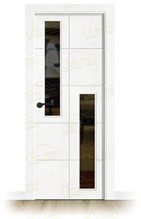 Puerta Premium PVT10-V2 Lacada Blanca con Manillas Negras de Interior en Block (Maciza)