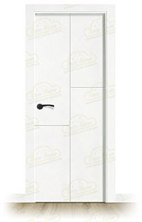 Puerta Premium PVT4 Lacada Blanca con Manillas Negras de Interior en Block (Maciza)