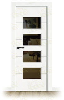 Puerta Premium PVT5-BV4 Lacada Blanca con Manillas Negras de Interior en Block (Maciza) PROMO: CRISTALES MATE GRATIS