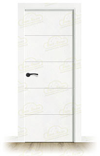 Puerta Premium PVT5 Lacada Blanca con Manillas Negras de Interior en Block (Maciza)