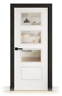 Puerta Premium 4C-V3 Lacada Blanca y Negra de Interior en Block (Maciza)