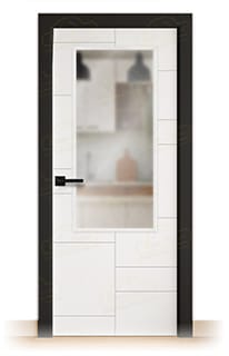 Puerta Premium ALEZKAR-ZV1 Lacada Blanca y Negra de Interior en Block (Maciza)