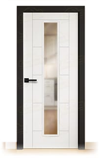 Puerta Premium Asturias-V1C Lacada Blanca y Negra de Interior en Block (Maciza)
