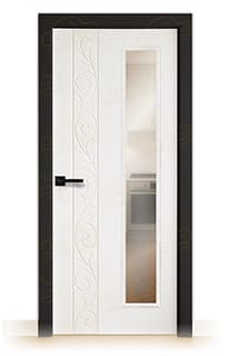 Puerta Premium Barcelona-V1L Lacada Blanca y Negra de Interior en Block (Maciza)