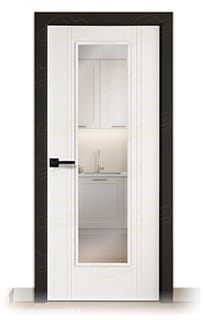 Puerta Premium Galicia-V1 Lacada Blanca y Negra de Interior en Block (Maciza)