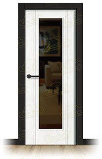 Puerta Premium Galicia-V1 Lacada Blanca y Negra de Interior en Block (Maciza)