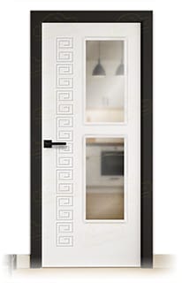 Puerta Premium Grecia-V2 Lacada Blanca y Negra de Interior en Block (Maciza)