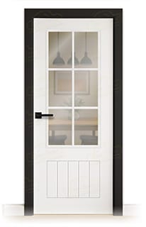 Puerta Premium LP-12R-V6 Lacada Blanca y Negra de Interior en Block (Maciza)