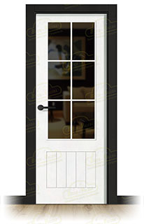 Puerta Premium LP-12R-V6 Lacada Blanca y Negra de Interior en Block (Maciza)