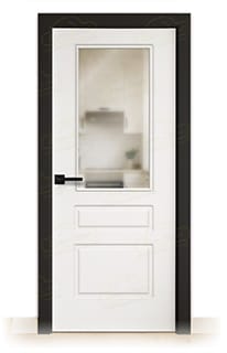 Puerta Premium LP-13-V1 Lacada Blanca y Negra de Interior en Block (Maciza)