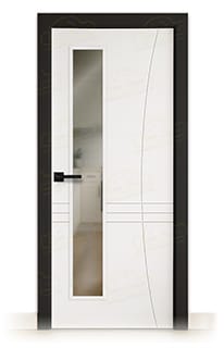 Puerta Premium LP-500-V1L Lacada Blanca y Negra de Interior en Block (Maciza)
