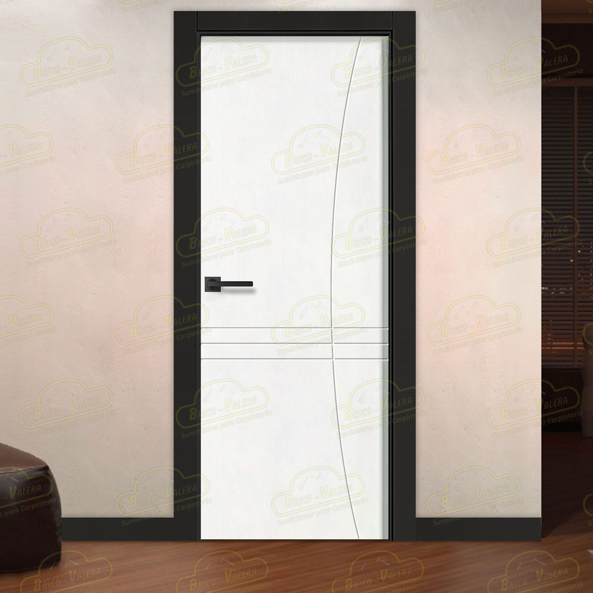 Puerta Premium LP-500 Lacada Blanca y Negra de Interior en Block (Maciza)