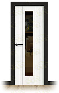Puerta Premium LP-700-V1C Lacada Blanca y Negra de Interior en Block (Maciza)