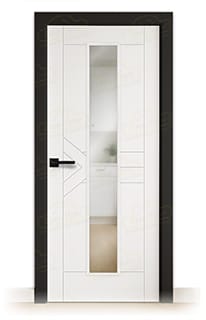 Puerta Premium LP-900-V1C Lacada Blanca y Negra de Interior en Block (Maciza)
