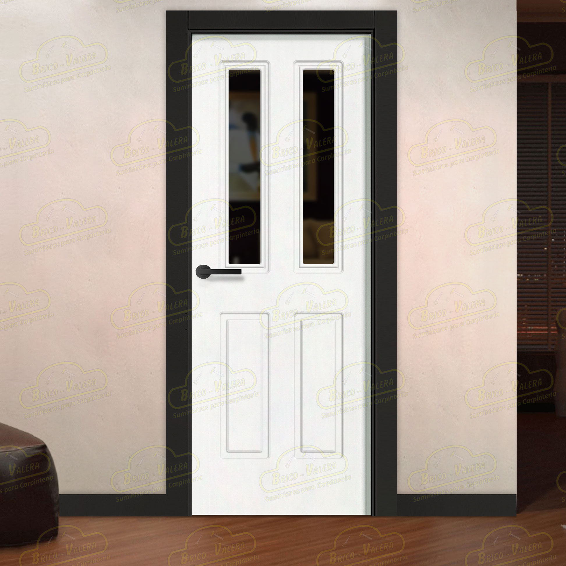 Puerta Premium NEPTUNO-V2 Lacada Blanca y Negra de Interior en Block (Maciza)