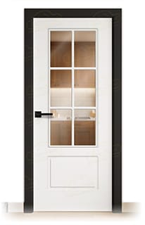 Puerta Premium P-12-V6 Lacada Blanca y Negra de Interior en Block (Maciza)