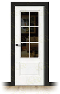 Puerta Premium P-12-V6 Lacada Blanca y Negra de Interior en Block (Maciza)